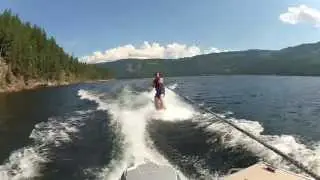 Wakeskating GoPro spiral throw from boat