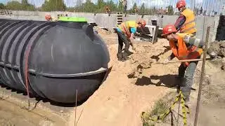 Монтаж пожарного резервуара 50м3, 50000 литров ModulTank