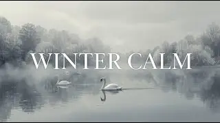 Golden Winter Art ❄️ Swans on Frozen Lake | Relaxing Visuals for Calm
