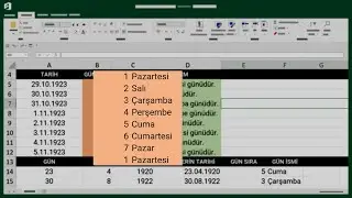 Haftanın Gününü Yazdırma - ( Pazartesi, Salı, Çarşamba,... ) - Microsoft Excel