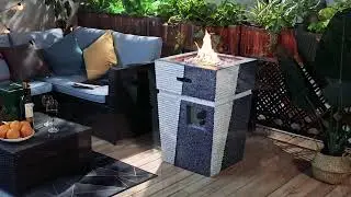 Modern Outdoor Garden Gas Firepit in Grey - Product Demonstration