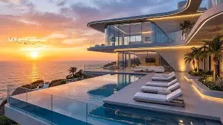 Luxury Poolside Villa Relaxation | Soft Upbeat Music and Song lyrics Female Vocal and Cozy Evening