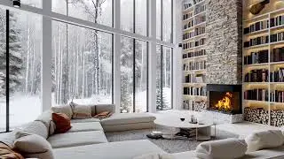 Relaxing Snowy Forest Crackling Fireplace & Calming Snowfall Stress Relief & Sleep Well