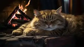 😌 Purring Bliss: Experience Deep Relaxation and Healing with a Content Cat and Crackling Fireplace