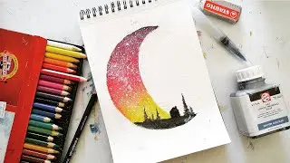 How to paint a galaxy with watercolor pencils