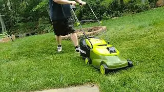 Operation and Review Sun Joe 28V 14 inch Cordless Mower with bagger, decibel reader