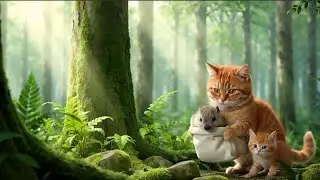 Mama Cat & Kitten rescue a trapped injured baby groundhog