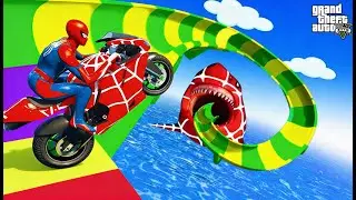 SPIDER-MAN GTA 5 😱 EXTREME STUNT RAMP RACE | HULK, SQUID GAME DOLL & MORE 🔥#gta5 #spiderman