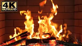 🔥 Fireplace Video With snow ambience.Relaxing Fireplace Crackling Sounds.Forest Cabin With Fireplace