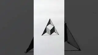 Easy 3D Cube inside Triangle Drawing#trangle #cute #viral#tranding #foryou #square