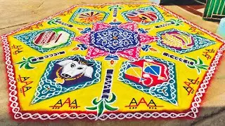 Sankranthi Muggulu🌾🌺 | Competition rangoli | 2026 festival kolam #trending #simple #muggulu #rangoli