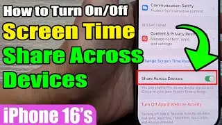 How to Enable/Disable Screen Time Share Across Devices 📱 | iPhone 16/16 Pro Max | iOS 18