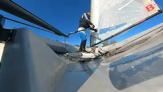RS300 light wind roll gybe technique slow motion