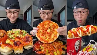 Fast Food Mukbang 🍕🌭 Spicy KFC & Pizza  (ASMR MUKBANG) 
