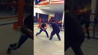 Boxing mitt work coach Mikey