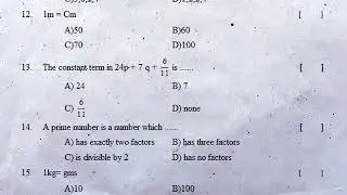 6th class sa2 maths practice question paper 2022 | part b 20 marks exam | summative class 6th maths