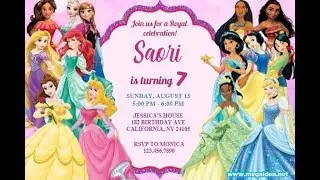 Disney Princess Birthday Invitations, Editable Instant Download FREE | DIGITAL
