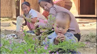 The mother's life gave birth to two very poor children without help