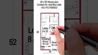 18 x 52 house plan | 2BHK Set | ghar ka naksha | #shorts #shortsvideo #housedesign #home