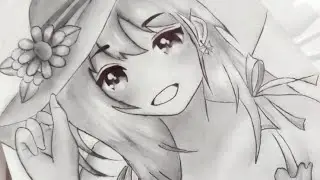 Drawing An ANIME girl with hat. #animespeeddrawing
