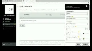 MCS Heat Load Calculator - Heated Rooms