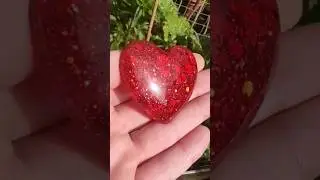 Handmade epoxy resin hearts red holographic chunky glitter with red liquid pigment dye #red #heart