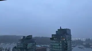 Coal Harbour Vancouver | Foggy Evening Time-Lapse with Binaural Meditation Music