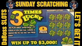 SUNDAY SCRATCHING with DaBoss SLOTS on 3 TIMES LUCKY SCRATCH CARD #dabossslots