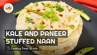 Easy Kale and Paneer Stuffed Naan Recipe | Soft Naan without Tandoor | Foodies Only