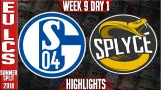 S04 vs SPY Highlights | EU LCS Summer 2018 Week 9 day 1 | FC Schalke 04 vs Splyce