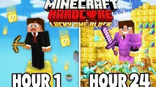 I Survived 24 HOURS on HARDCORE Lucky One Block 😱 (INSANE LOOT!)