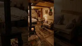 Sleep in a Cozy Snowy Cabin | Winter Ambience with Crackling Fireplace Sounds and Relaxing Snow