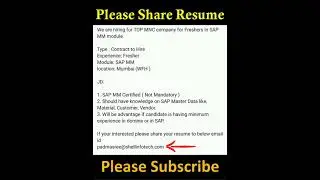 Hiring For TOP MNC company For Freshers In SAP MM module || Contract || Mumbai || Fresher