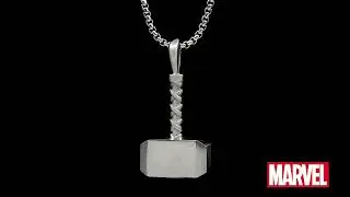 Marvel Stainless Steel Silver Thor Hammer Pendant
