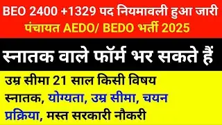 Bihar BEO / AEDO Vacancy 2025 🔴Graduate pass ✅ B.E.D ❌ हो गया फैसला ✅ Complete information 🔴 #bpsc