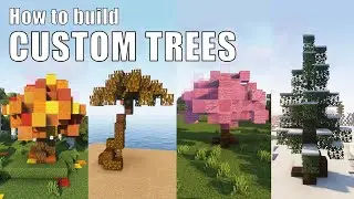 How to Build Custom Trees in Minecraft | Palm Tree, Cherry Blossom, Oak Tree and Spruce Tree
