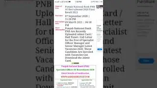 Punjab National Bank PNB SO Recruitment 2020 Final Result 2021