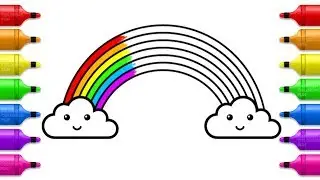 Cute Rainbow Coloring Pages | How to Draw Rainbow and Clouds for Kids