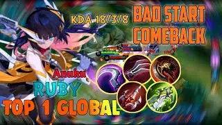 Intense match! Ruby Jungle Full Damage build | Top 1 Global Ruby gameplay by Anuku | Mobile Legends.