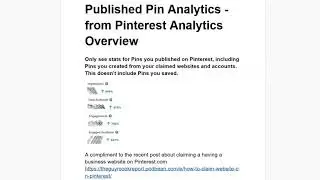 Published Pin Analytics   from Pinterest Analytics Overview