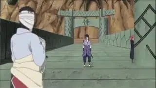 Danzo faces Sasuke -Naruto -Danzo shows his Sharingan arm