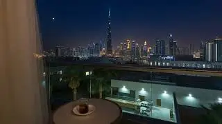 Dubai Balcony | Luxury Skyline Ambience | Calm City Sounds w/Soft Piano for Relaxing, Study & Sleep