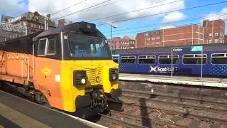 The Class 70 &lsquo;GE PowerHaul&rsquo; Colas Rail Freight No.70804 with Load of Logs was arrived at Carlisle.