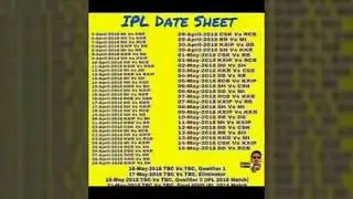 IPL 2018 Match schudule
