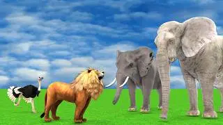 Columbian Mammoth Fight With Three Woolly Mammoths To Save Cow Cartoon Black Mammoth, Blue Mammoth