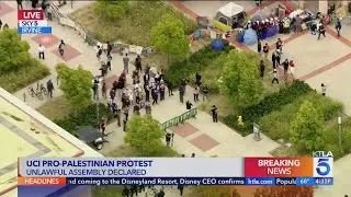 Pro-Palestinian demonstrators at UC Irvine occupy building