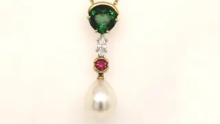 Kurt Wayne Tsavorite, Diamond, Rubellite and Pearl Necklace