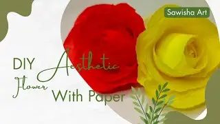 how to make paper flower/ red rose making with paper #paperrose #shorts #flowermaking #diyflower
