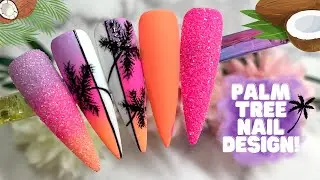 BEACH SUNSET PALM TREE NAIL DESIGN| NAIL TUTORIAL| PRESS ON NAILS| GEL POLISH OMBRE| SUMMER NAILS