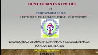 Expectorants and Emetics by Mr. Wagdare S S